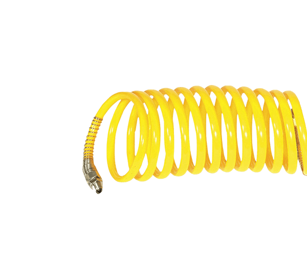 There is recoiled PA hose with yellow color.