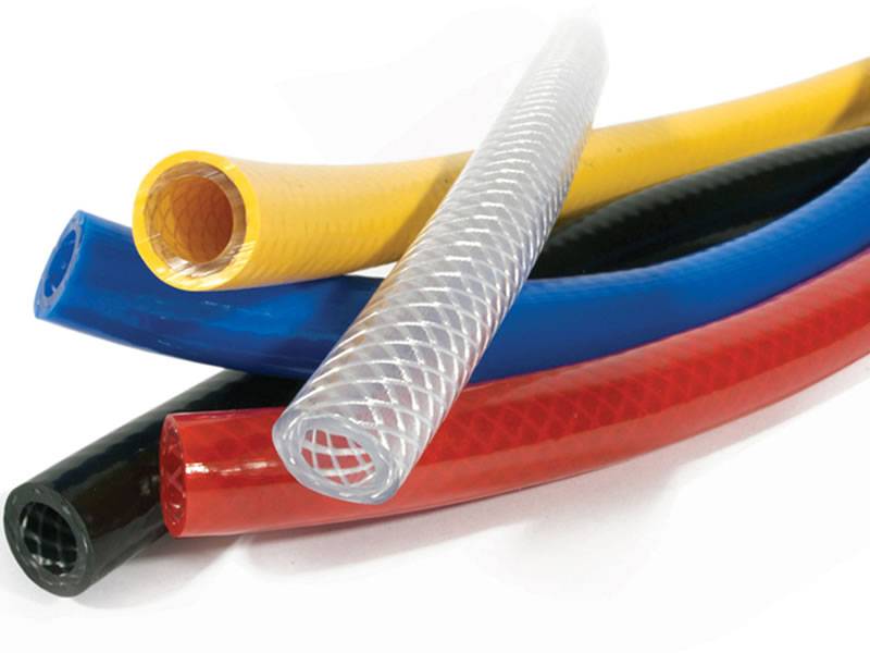 There are five PVC air hose reinforced by polyester fiber spiral line.