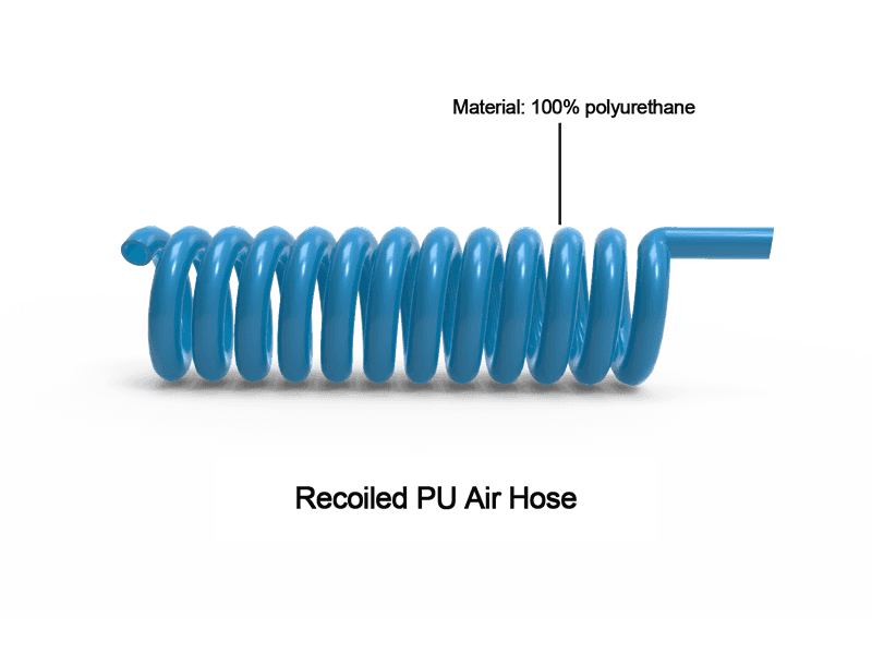 A drawing picture of recoiled PU pneumatic hose.