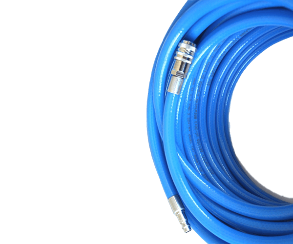 There is a roll of PVC air hoses with blue color.